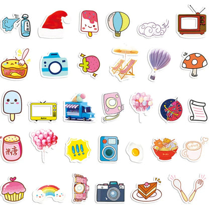 50 cartoon airplane graffiti stickers, stickers for decorating suitcases, guitars, laptops, mobile phones, helmets, toys