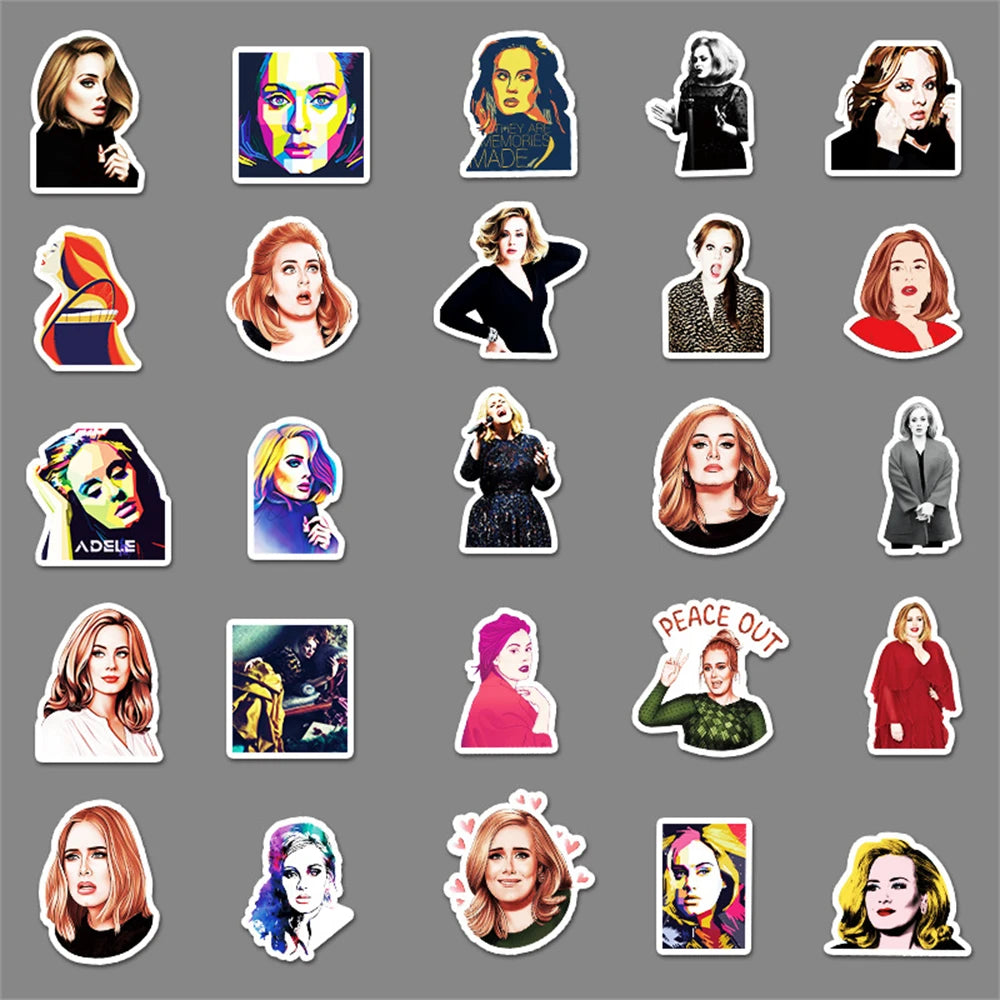 50PCS New Popular Female Star Adele Graffiti Decoration Suitcase Guitar Waterproof Sticker