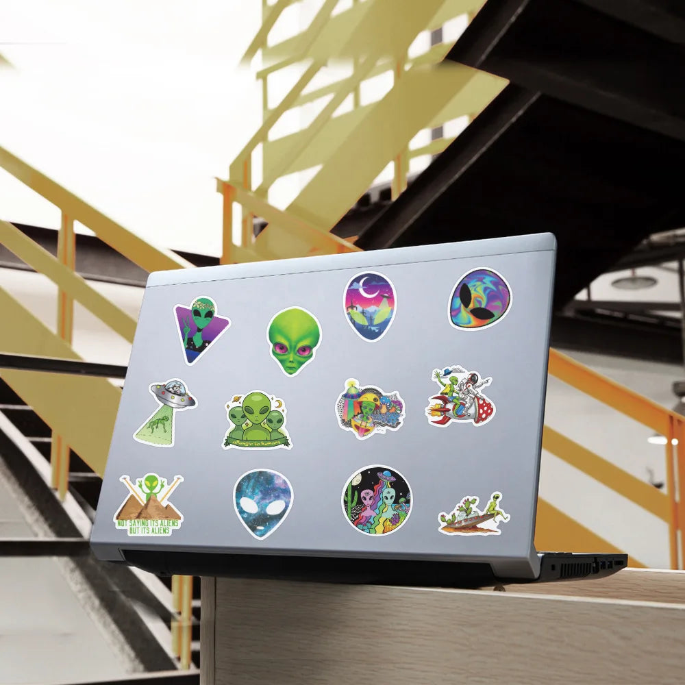 50PCS Alien Cartoon Graffiti Notebook Trolley Case Bike Scooter Waterproof Children Gift Sticker