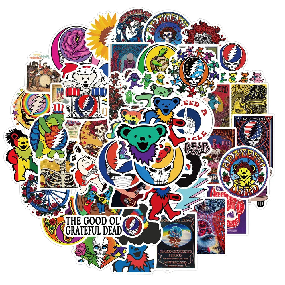50PCS Rock Band Greatful Dead Graffiti Sticker Decorative Luggage Guitar Waterproof