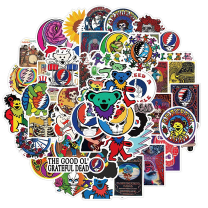 50PCS Rock Band Greatful Dead Graffiti Sticker Decorative Luggage Guitar Waterproof