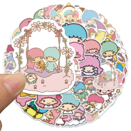50PCS Cartoon Cute Little Twin Star Graffiti Laptop Guitar Skateboard Water Cup Waterproof Decoration Toy