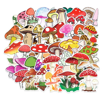 50PCS Cartoon Ins Wind Mushroom Diy Creative Sticker Luggage Laptop Mobile Phone Decoration Sticker