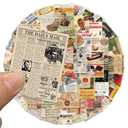 50PCS cartoon animation retro magazine and newspaper decorative style graffiti stickers, personalized, fashionable and creative trend DIY exquisite decorative decal cups, helmets, skateboard popular sticker toys