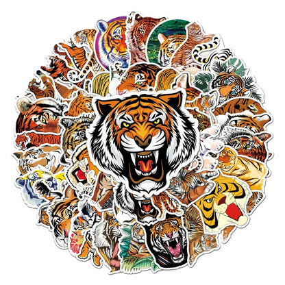 50PCS Tiger Graffiti Stickers Personality Cool Animal DIY Motorcycle Luggage Waterproof Stickers