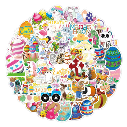 55PCS Cartoon Easter Sticker Luggage Computer Mobile Phone Case Helmet Refrigerator Skateboard Guitar
