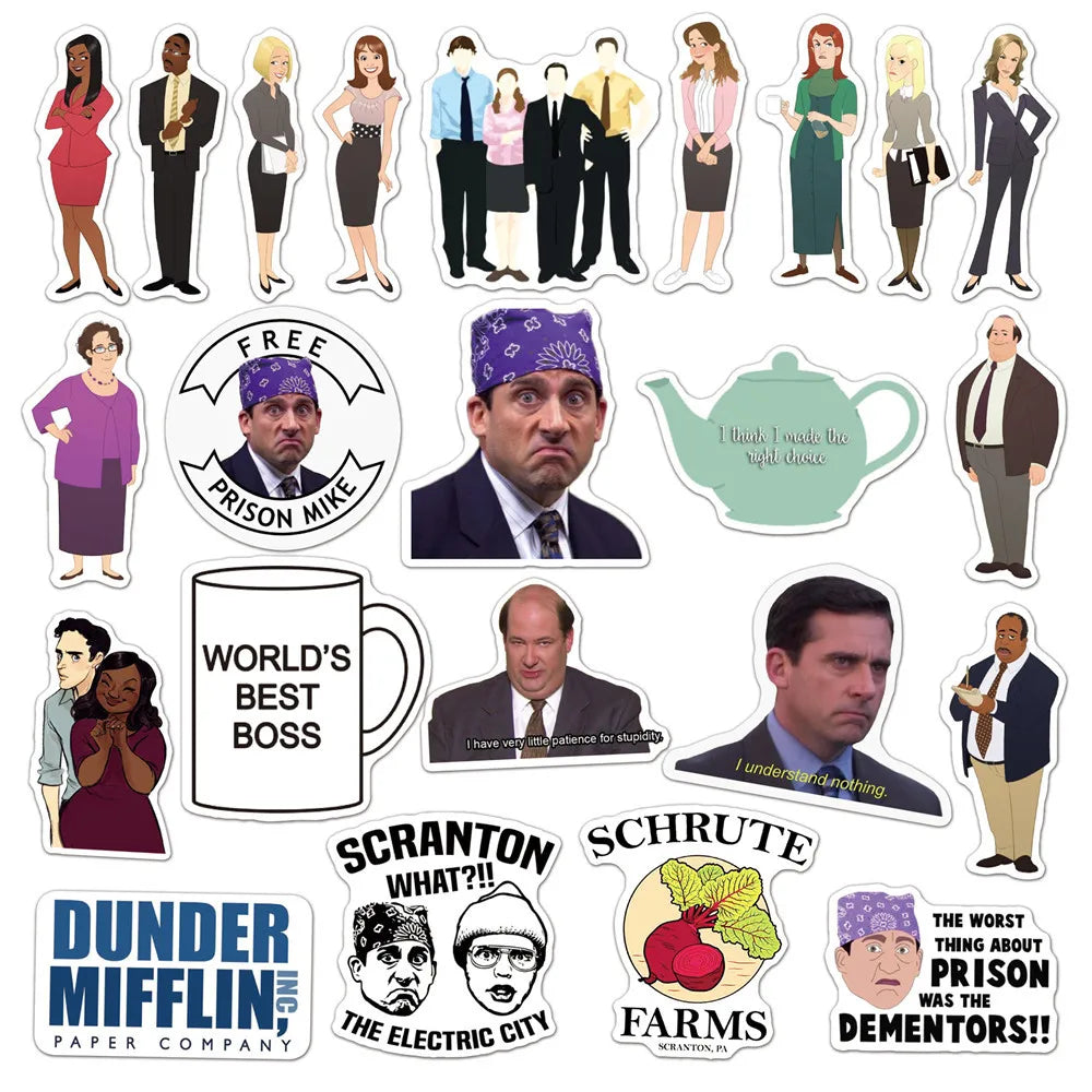 50PCS American Drama Office Graffiti Waterproof Sticker Suitcase Car Water Cup Guitar Refrigerator Stationery Box