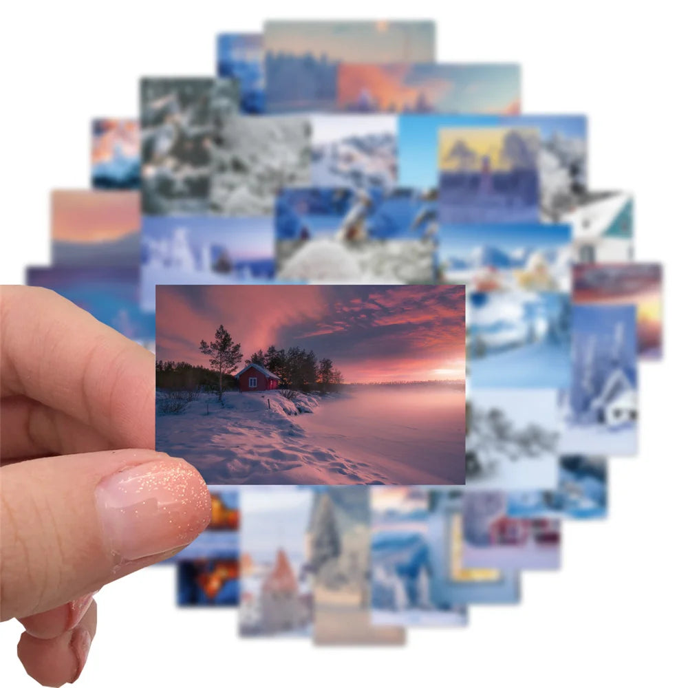 50PCS Winter Snow Scene Stickers Personalized Decoration Luggage Laptop Guitar Waterproof Stickers