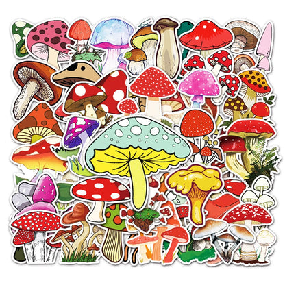 50PCS Cartoon Ins Wind Mushroom Diy Creative Sticker Luggage Laptop Mobile Phone Decoration Sticker