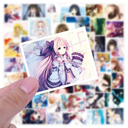 50PCS Cartoon Beautiful Girl Anime Graffiti Stickers Scooter Luggage Waterproof Guitar Decoration Toys