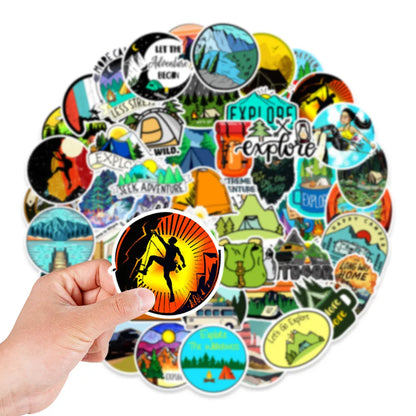 50PCS Cartoon Outdoor Camping Adventure Graffiti Stickers Skateboard Suitcase Mobile Phone PVC Stickers