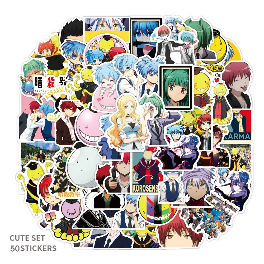 50PCS cartoon and anime assassination classroom graffiti stickers, personalized DIY luggage, laptop, scooter, water cup, waterproof decorative sticker toys