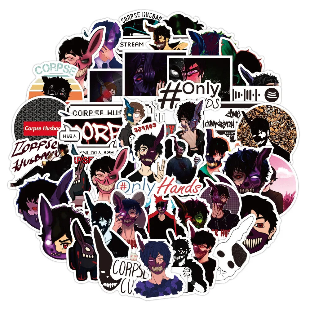 50PCS Horror Personality Graffiti Sticker Waterproof Luggage Laptop Scooter Refrigerator Water Cup Sticker