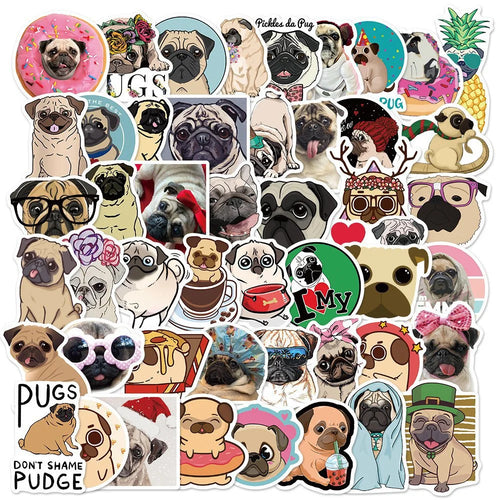 50PCS Cute Pug Pug Graffiti Stickers Mobile Phone Laptop Refrigerator Decoration Stickers Waterproof Custom