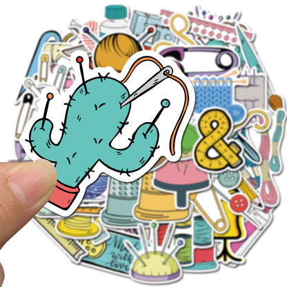 50PCS Art Illustration Trendy Hand-Sewing Tools Doodle Stickers Exquisite Fashion Creative DIY Journal Decorative Decals Suitable for Mugs, Helmets, Skateboards, and Stationery Cases