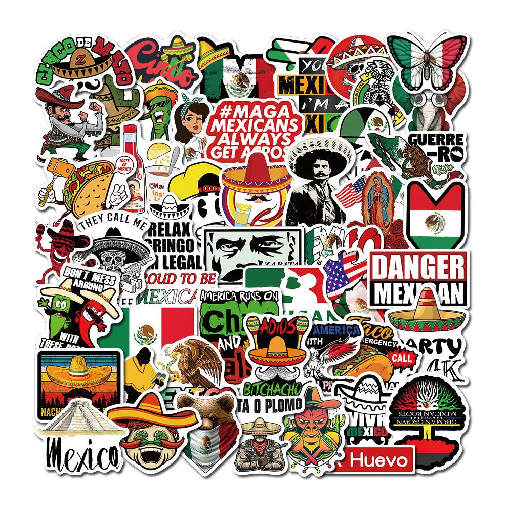 50PCS Mexican Style Personalized Graffiti Laptop Luggage Guitar Toy Decoration Sticker