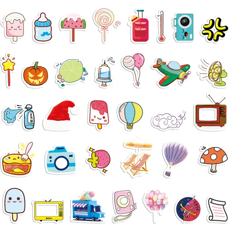 50 cartoon airplane graffiti stickers, stickers for decorating suitcases, guitars, laptops, mobile phones, helmets, toys