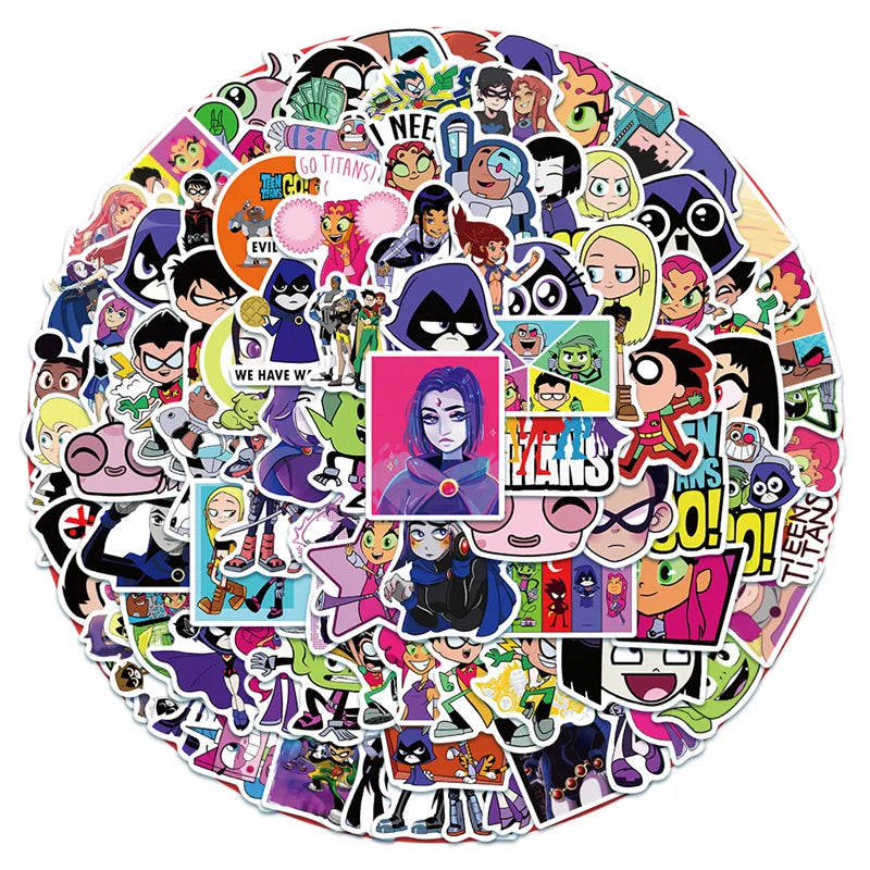 100PCS Teen Titans Anime Cartoon Graffiti Luggage Laptop Mobile Phone Refrigerator Indoor Refrigerator Sticker