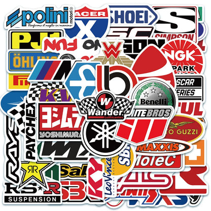 50PCS Cool Racing Logo Graffiti Laptop Skateboard Guitar Fridge Water Cup Waterproof Sticker