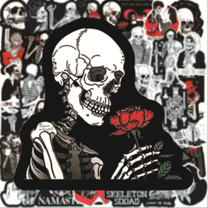 50PCS cartoon red and black skull love inspiring graffiti stickers, personalized DIY laptop, phone case, suitcase, skateboard decoration, waterproof sticker toys