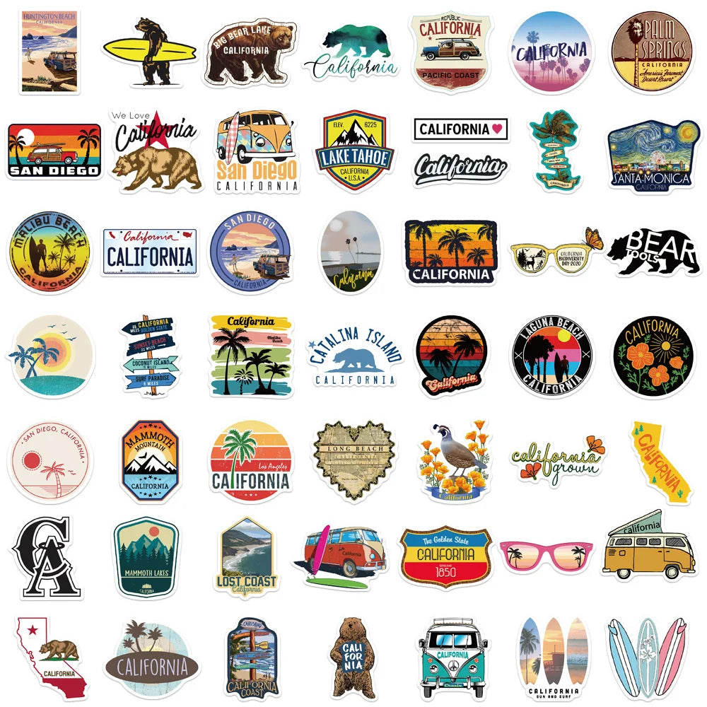 50PCS         CaliforniaGraffiti Stickers Can Decorate Luggage Water Cup Waterproof DIY New Product