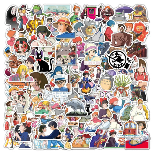50PCS   Hayao Miyazaki My Neighbor Totoro Little Witch Anime Cartoon Graffiti Waterproof Notebook Skateboard Stickers