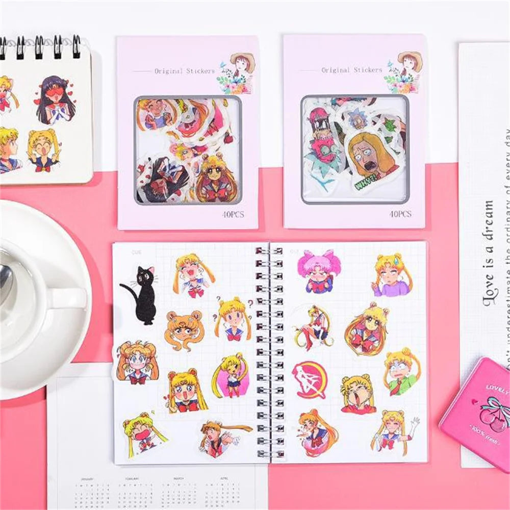 50PCS/ Anime Moonlight Beautiful Girl Laptop Guitar Motorcycle Luggage Skateboard Bike Waterproof Sticker