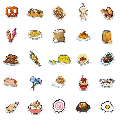 50PCS cartoon food hamburger cookie series decorative style graffiti stickers, personalized, fashionable and creative DIY exquisite decorative decal cups, helmets, skateboard popular sticker toys