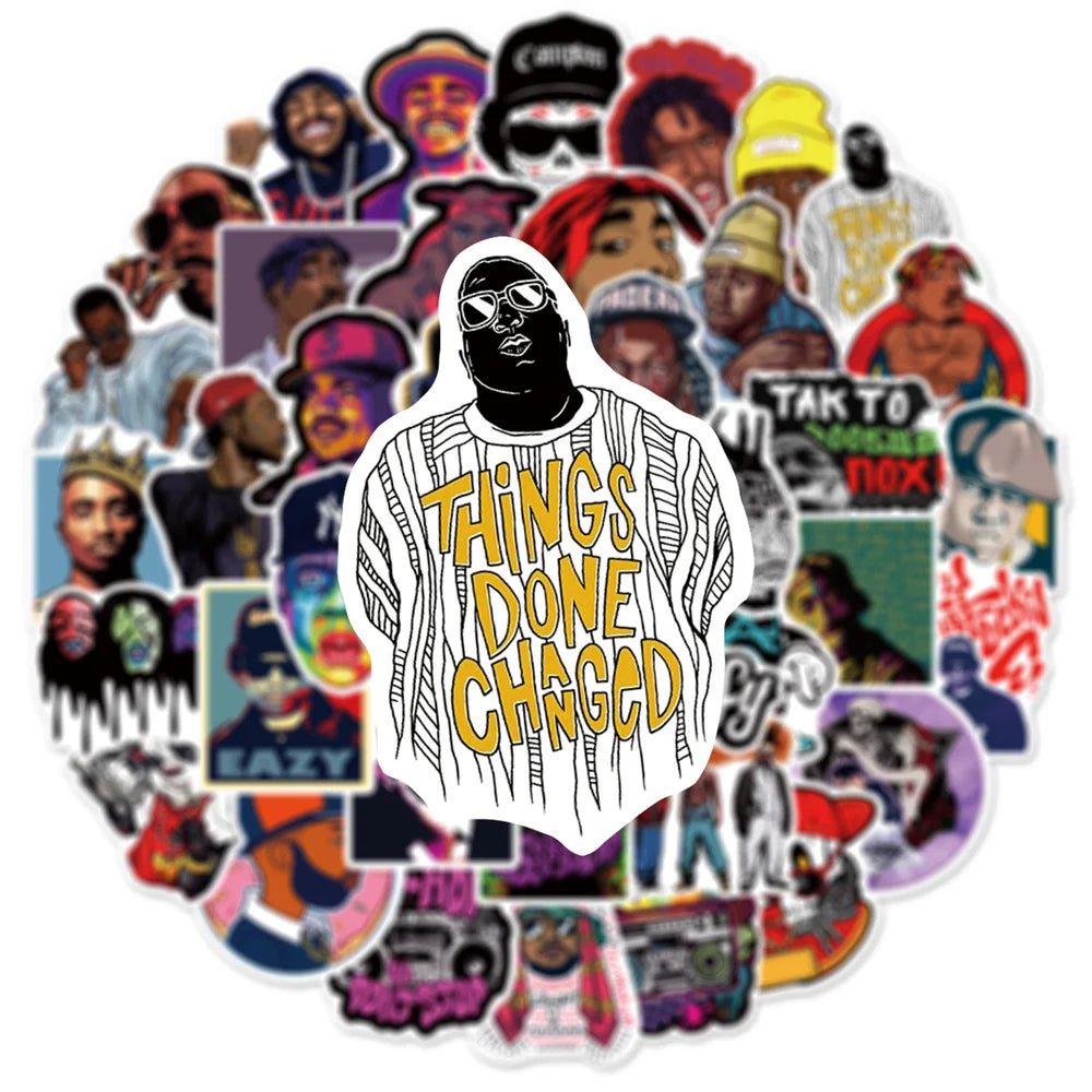 50PCS East West Coast Rap Graffiti Sticker Suitcase Guitar Car Computer Skateboard Refrigerator Helmet Waterproof