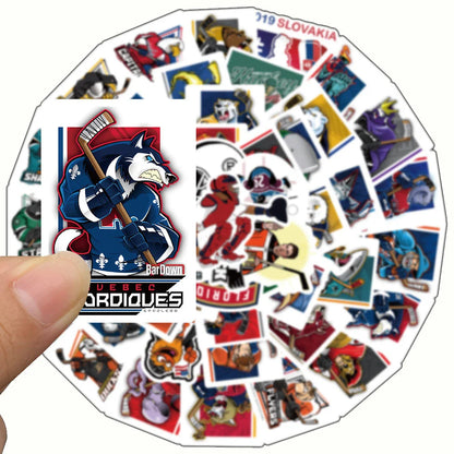 50PCS Art Illustration Popular Creative Cartoon Hockey Sports Series Decorative Style Graffiti Stickers Personalised Fashion Creative Trend DIY Exquisite Decorative Decals Suitable for Cups, Helmets, Skateboards Popular Stickers Toys