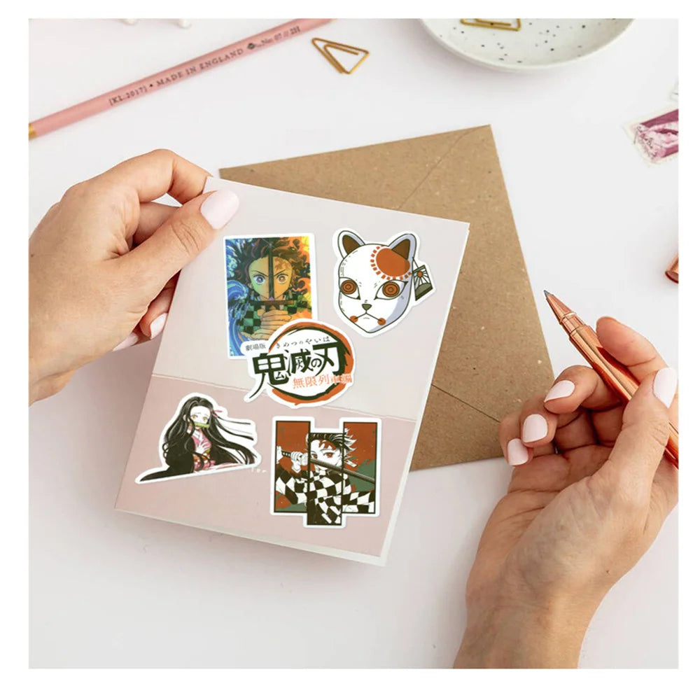 50PCS Cartoon Anime Ghost Slayer Graffiti Sticker Skateboard Trolley Case Laptop Children Gift PVC Sticker