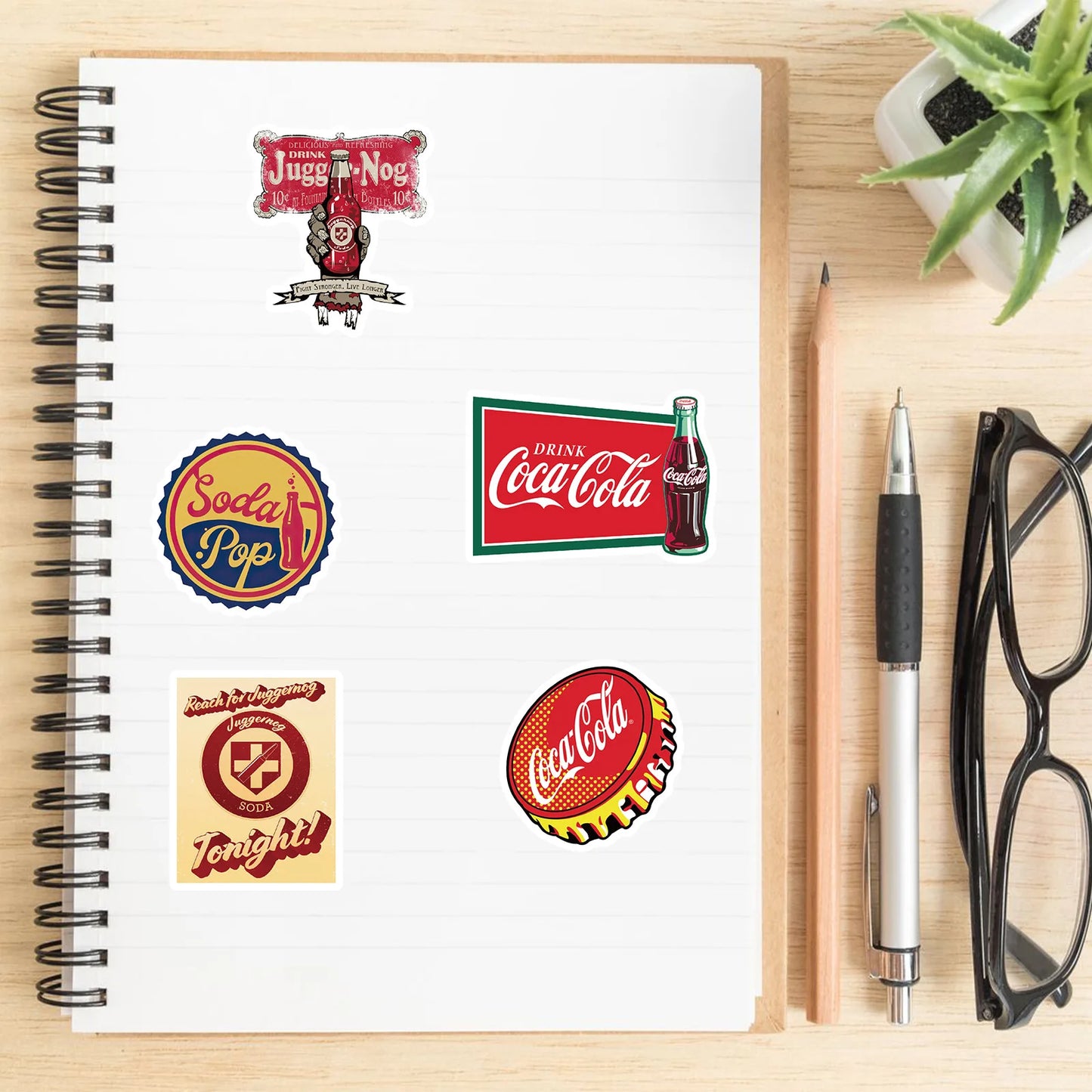 50pcs Color Retro Coke Bottle Graffiti Sticker DIY Suitcase Laptop Scooter Guitar Star Sticker Waterproof