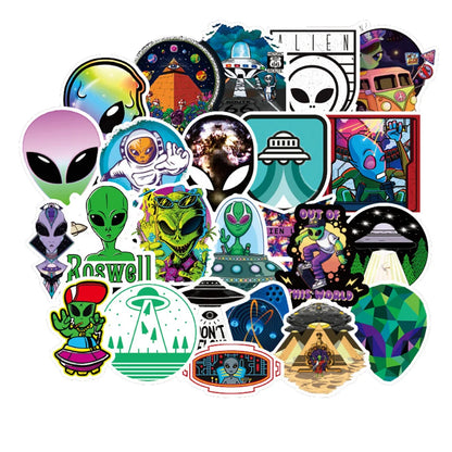 50PCS Alien Sticker PVC Graffiti Laptop Computer Mobile Phone Graffiti Guitar Gift Toy Sticker