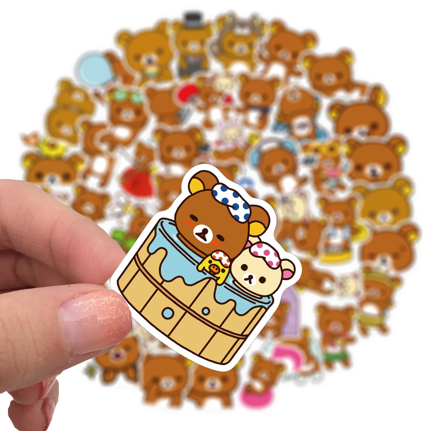 50PCS New Cute Bear Cartoon Graffiti Waterproof Sticker Suitcase Notebook Refrigerator Skateboard Stationery Box