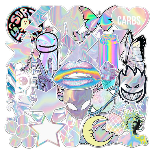 50PCS Laser Creative Trend Sticker Scooter Laptop Car Motorcycle Decorative Waterproof Sticker