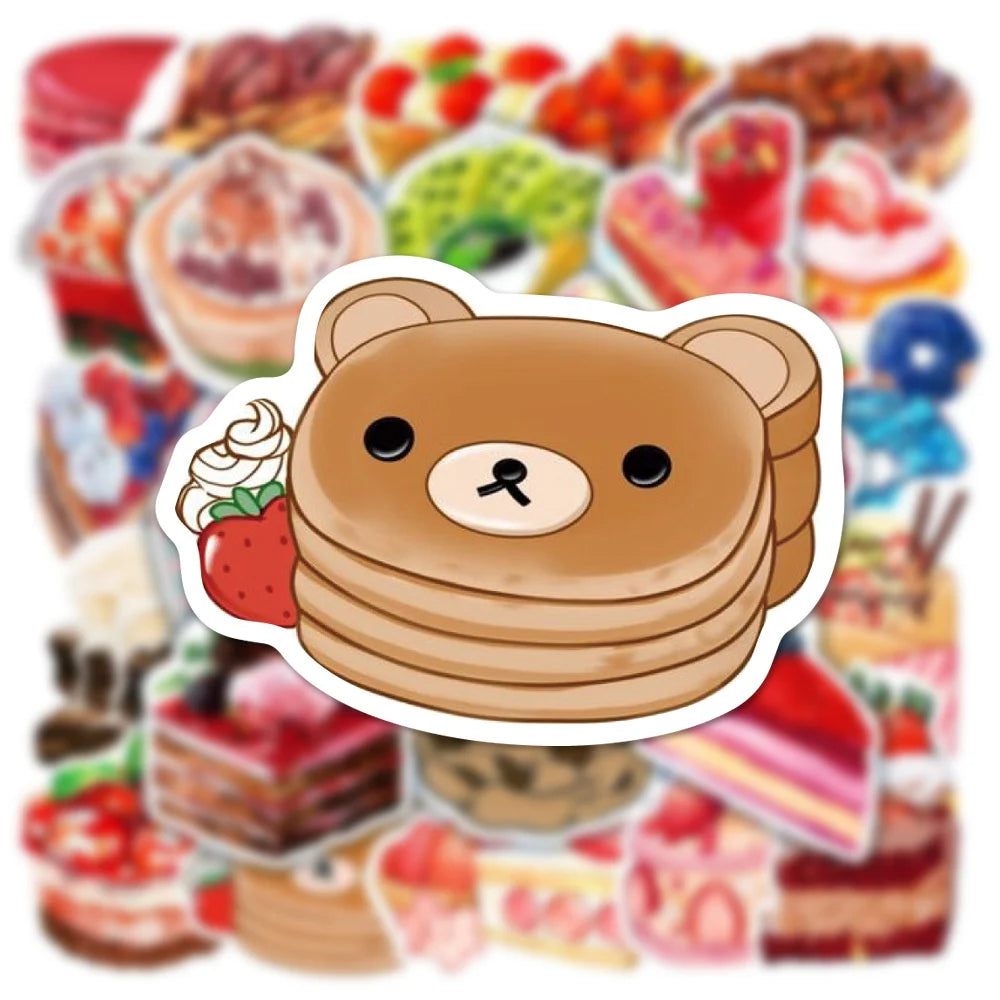 50PCS Ins Wind Net Red Dessert Gourmet Food Graffiti Stickers Water Cup Luggage Laptop Water Cup Stickers