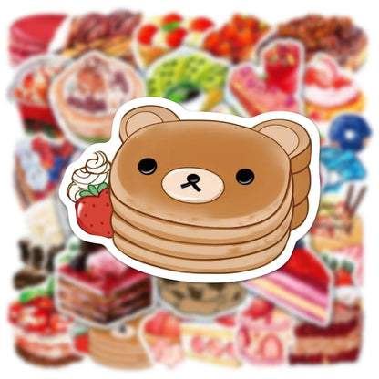 50PCS Ins Wind Net Red Dessert Gourmet Food Graffiti Stickers Water Cup Luggage Laptop Water Cup Stickers