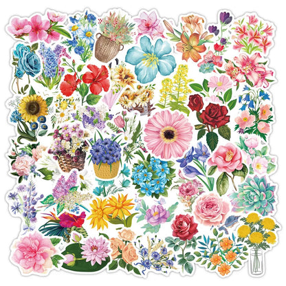 50PCS Flowers Plant Graffiti Laptop Guitar Motorcycle Luggage Skateboard Bike Waterproof Sticker