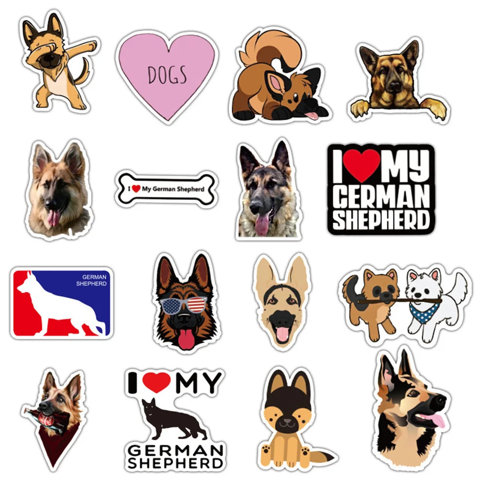 50PCS German Shepherd Graffiti Sticker Car Sticker Luggage Notebook Sticker Trolley Case Waterproof Sticker