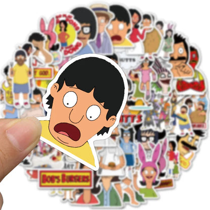 50PCS   AnimationHappy Burger Shop Character Pattern Graffiti Sticker Luggage Notebook Sticker Toy