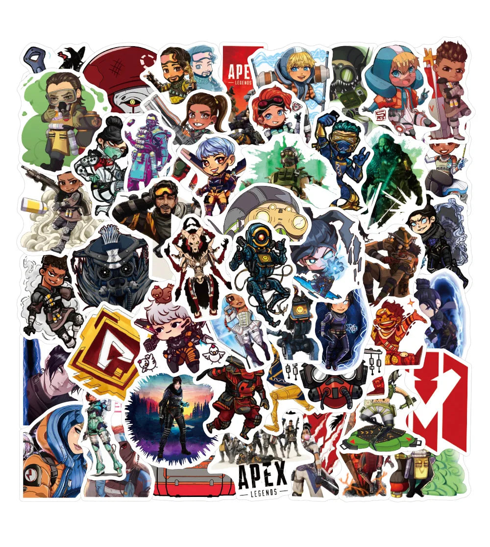 50pcs Game Apex Legends Stickers DIY Waterproof Luggage  Laptop  Guitar Car Wall Cartoon Sticker Decals Kids Toy