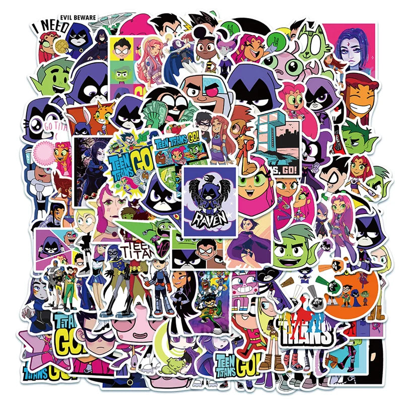100PCS Teen Titans Anime Cartoon Graffiti Luggage Laptop Mobile Phone Refrigerator Indoor Refrigerator Sticker