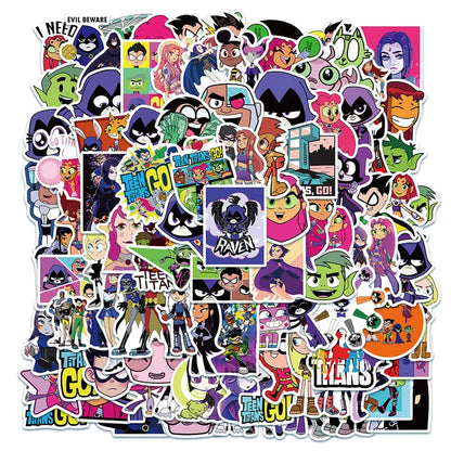100PCS Teen Titans Anime Cartoon Graffiti Luggage Laptop Mobile Phone Refrigerator Indoor Refrigerator Sticker