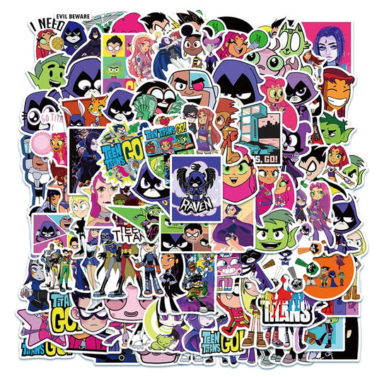 100PCS Teen Titans Anime Cartoon Graffiti Luggage Laptop Mobile Phone Refrigerator Indoor Refrigerator Sticker