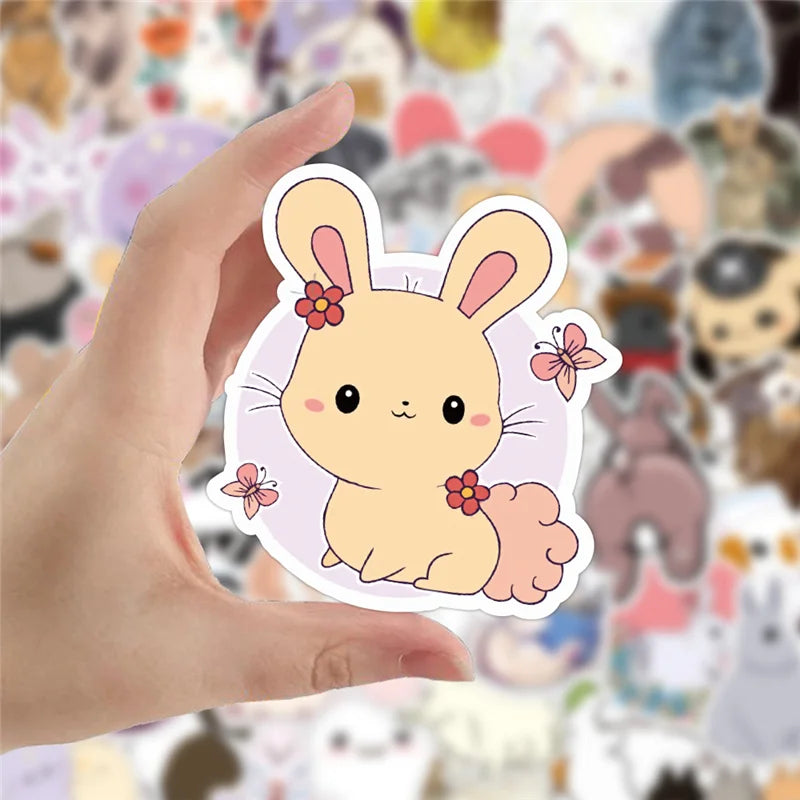 50PCS   Cute Rabbit  Graffiti Stickers Waterproof Suitcase Laptop Skateboard Mobile Phone Stickers