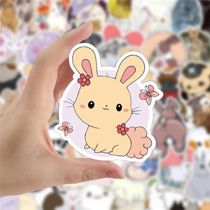 50PCS   Cute Rabbit  Graffiti Stickers Waterproof Suitcase Laptop Skateboard Mobile Phone Stickers