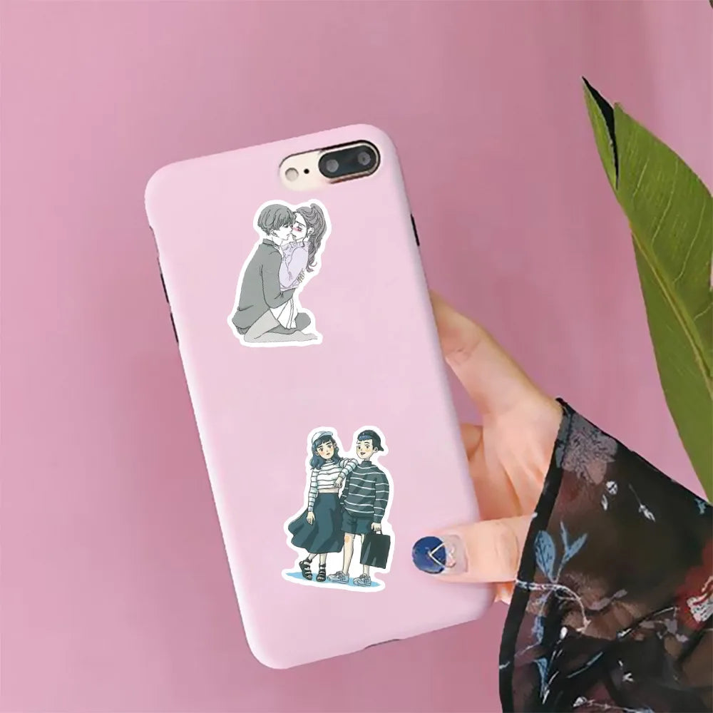 50pcs Little Couple Decoration Small Stickers Graffiti Stickers DIY Laptop Car Motorcycle Guitar Waterproof