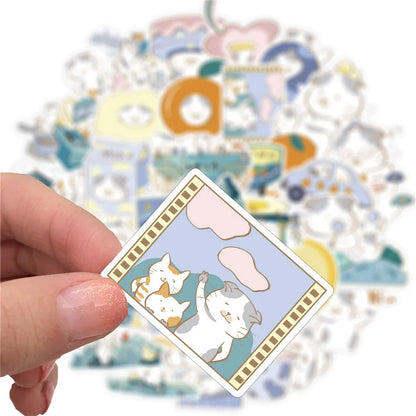 40PCS Cute Cat Pet Cartoon Graffiti Luggage Laptop Car Interior Bathroom Waterproof Stickers Decoration Gift