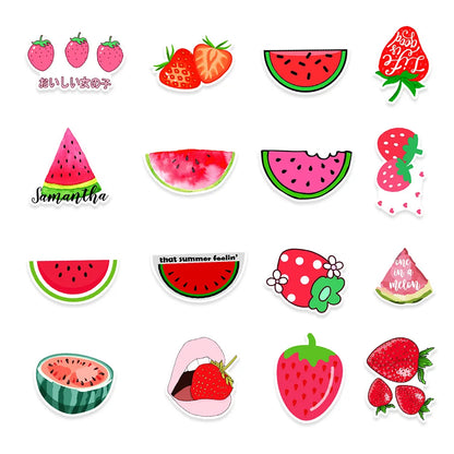 50PCS Watermelon Strawberry Cute Graffiti Laptop Skateboard Guitar Refrigerator Water Cup Waterproof Sticker
