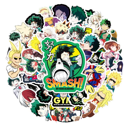 50PCS cartoon and anime Japanese manga Hero Academy character decorative style graffiti stickers, personalized fashion and creative trend DIY exquisite decorative decal cups, helmets, skateboard popular sticker toys